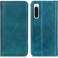Case for Sony Xperia 10 V, Wallet Litchi Leather, green