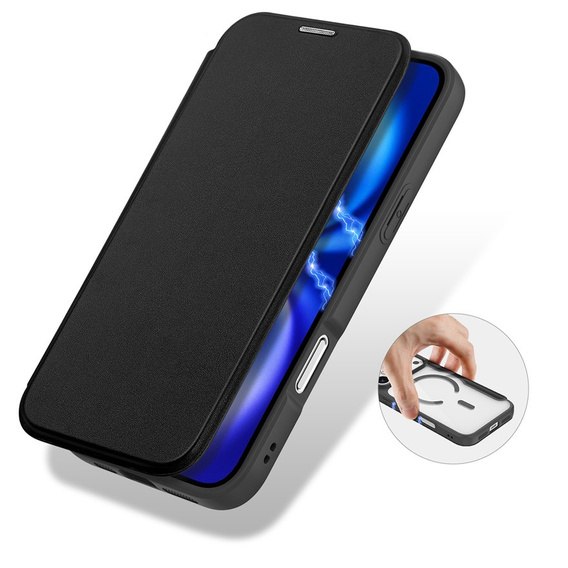 Dux Ducis case for iPhone 17 Pro Max, Skin X Pro, with flap, for MagSafe, black