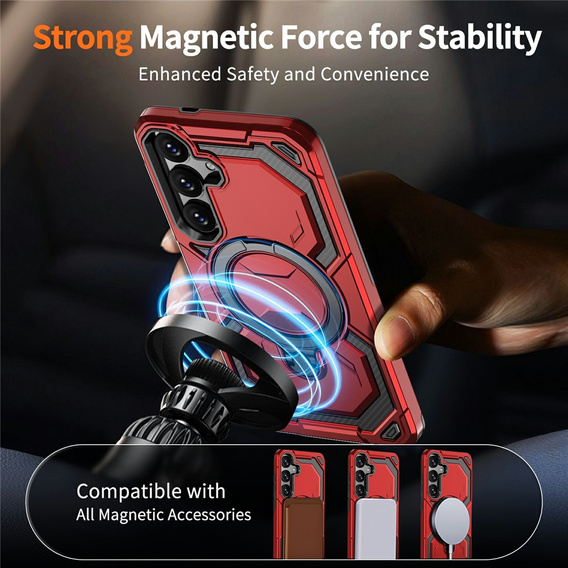 Magnetic case with stand for Samsung Galaxy A57 5G, red