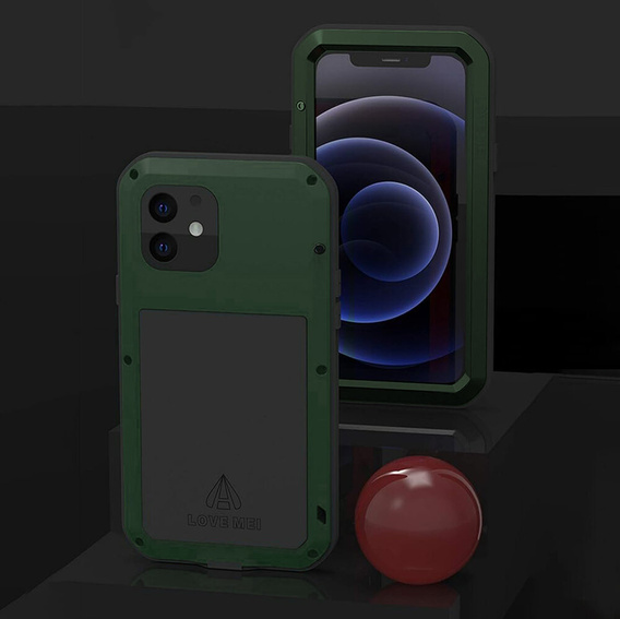 Love Mei Case for iPhone 12 Mini, armored with glass, green