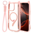 Case for iPhone 16 Pro, for MagSafe, Cute Cat, pink + Screen Glass