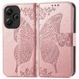 Flip case for Xiaomi Redmi 13, Butterfly, pink rose gold