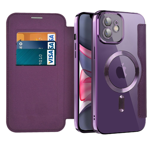 Flip case for iPhone 11, RFID Wallet MagSafe CamShield, purple