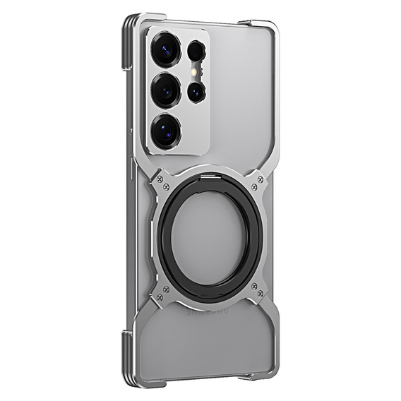 Case for Samsung Galaxy S25 Ultra, Kickstand Bumper, with lens cover, for MagSafe, silver