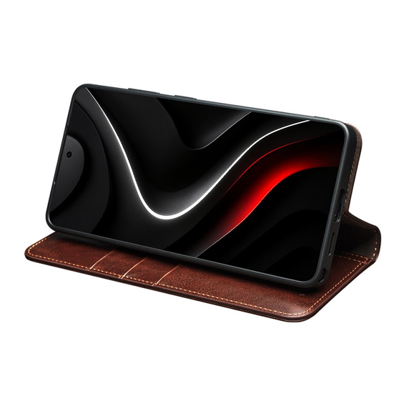 Qialino leather case with flap Wallet for Samsung Galaxy S26 Ultra, brown