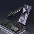 Case for Samsung Galaxy S24 Ultra, Kickstand Bumper, with lens cover, for MagSafe, black / red