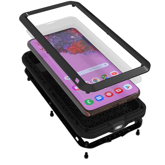 Love Mei Case for Samsung Galaxy S21, armored with glass, black
