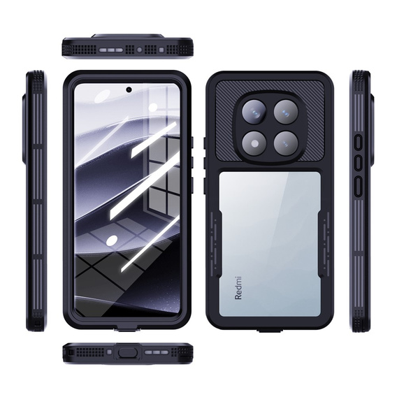 IP68 Waterproof Case for Xiaomi Redmi Note 14 Pro 5G, Redpepper, black