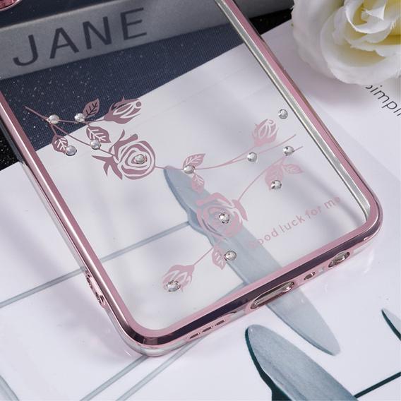Case for Oppo Reno8 T 4G, Glitter Flower, pink rose gold