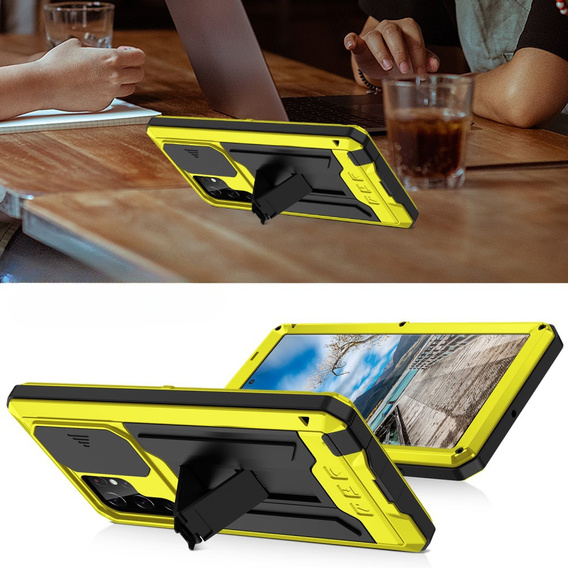 Armored case for Samsung Galaxy S22 Ultra, R-JUST CamShield Slide, yellow