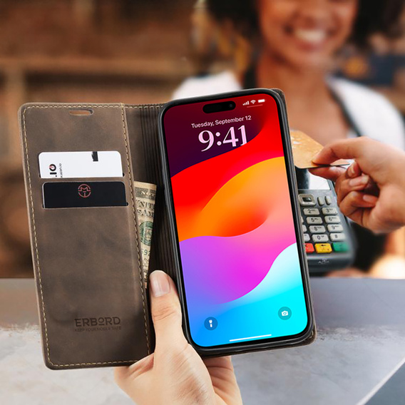 ERBORD Vintage wallet case with flap for iPhone 17 Pro Max