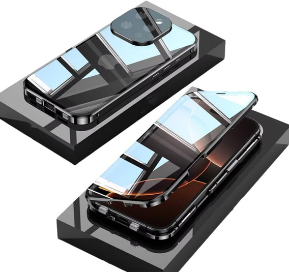 Case for iPhone 16 Pro, Magnetic Dual Glass, black