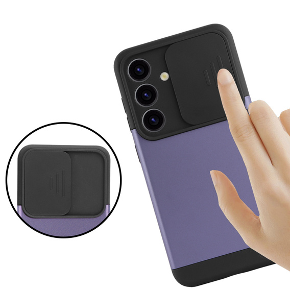 Case for Samsung Galaxy S24, ERBORD CamProtect Slide Camera, purple