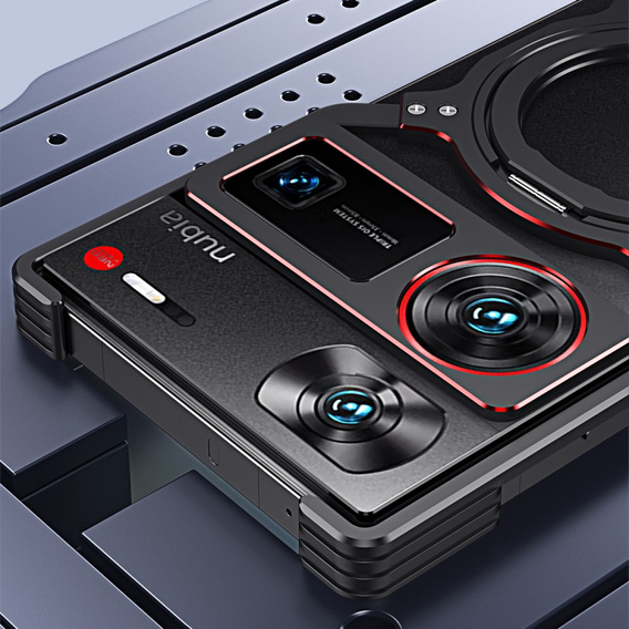 Case for ZTE nubia Z60 Ultra, Kickstand Bumper, with lens cover, for MagSafe, black / red
