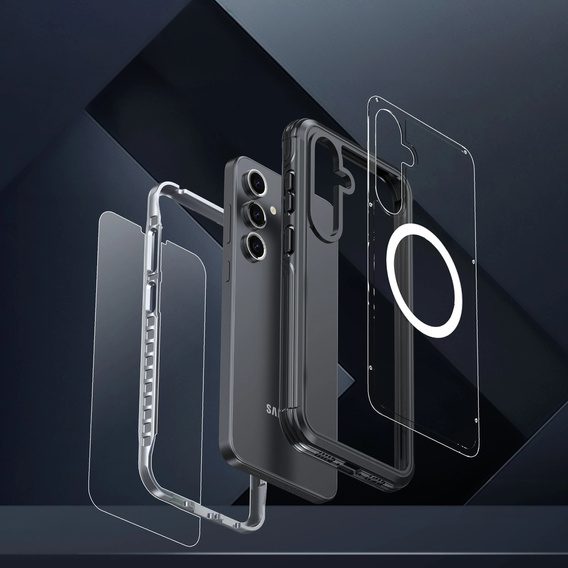 Case for Samsung Galaxy S24 FE, Shockproof, with glass, for MagSafe, black