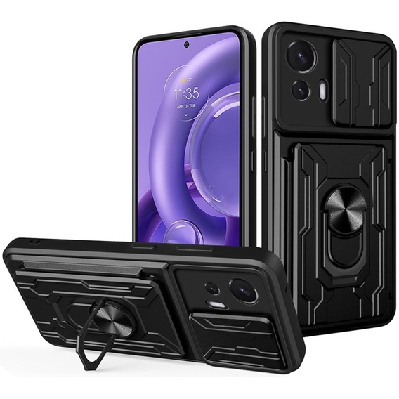 Armored case for Motorola Edge 30 Neo 5G, Camera Slide Card Slot, black