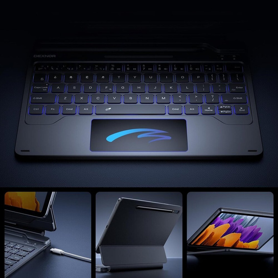 Keyboard case for Samsung Galaxy Tab S7 / S8, Dexnor Magnetic Keyboard Touchpad, black