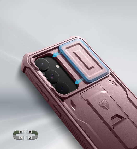 Armored case for Samsung Galaxy S25+ Plus, Dexnor Full Body (Two Frames), pink