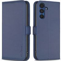Flip case for Samsung Galaxy A15, BINFEN Wallet, blue + 9H glass