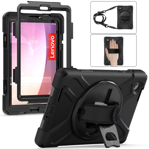 Children's case for Lenovo Tab M8 Gen 4 TB-300FU, armored with strap, black