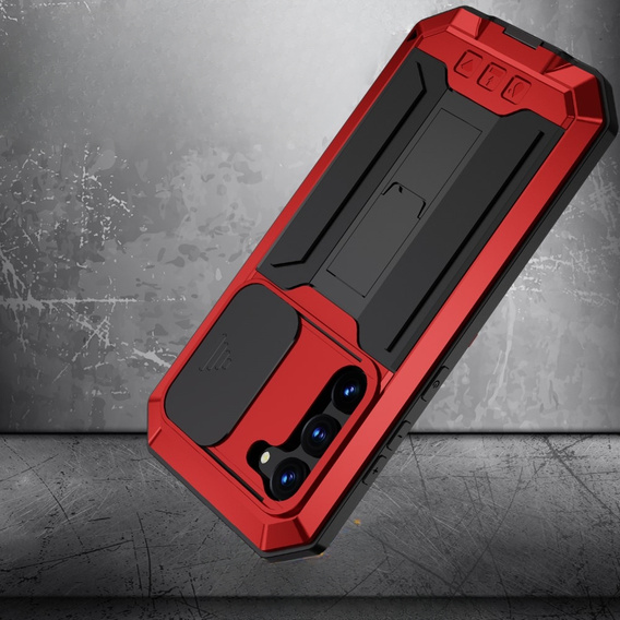 Armored case for Samsung Galaxy S23, R-JUST CamShield Slide, red / black