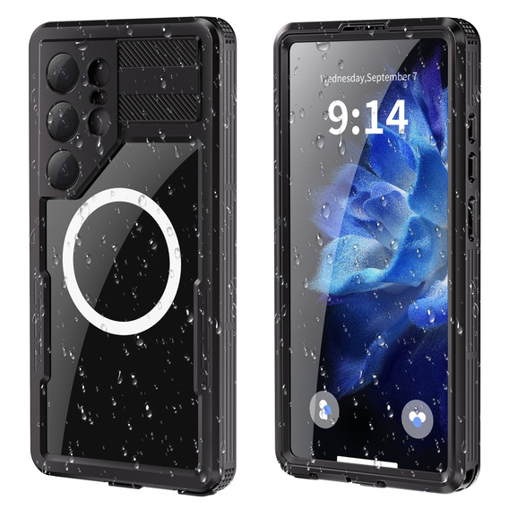 Waterproof case for Samsung Galaxy S25 Ultra, Redpepper, for MagSafe, black