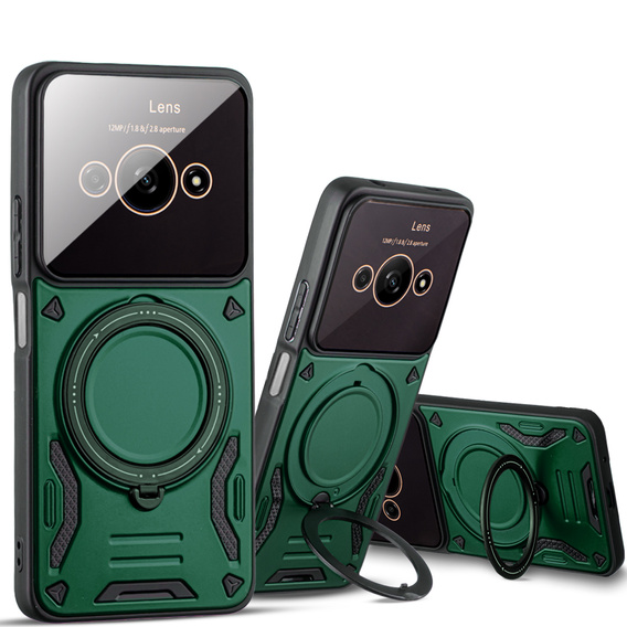 Armored Case for Xiaomi Redmi A3, Magnetic Ring, green