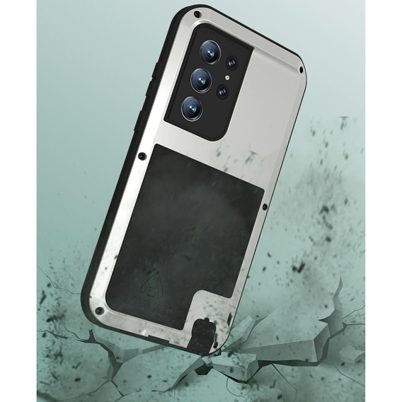 Love Mei Case for Samsung Galaxy S22 Ultra, armored without glass, silver