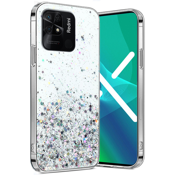 Case for Xiaomi Redmi 10C, Glittery, transparent