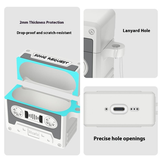 Retro silicone cassette case for Apple AirPods Pro 3