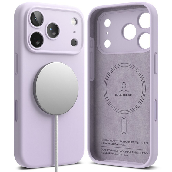 Ringke Case for iPhone 17 Pro Max, Silicone Magnetic MagSafe, Light Purple