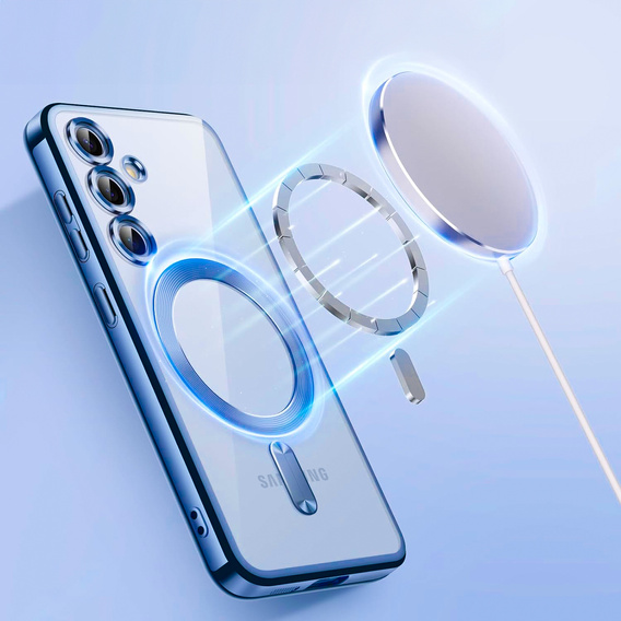 Case for Samsung Galaxy S24 FE, Electro MagSafe, blue + Screen Glass