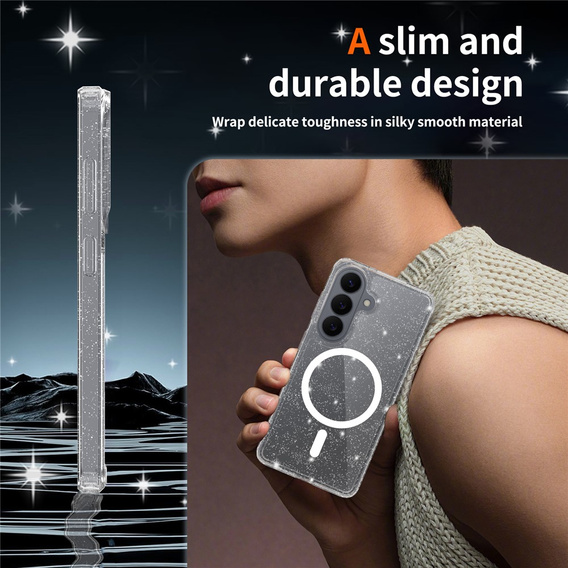 Glitter case, for MagSafe for Samsung Galaxy S26, transparent