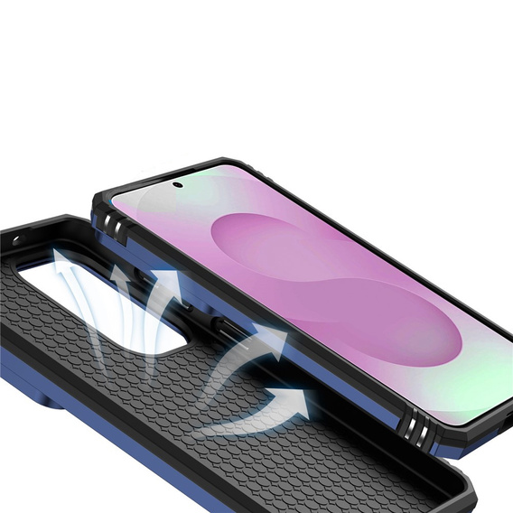 Armoured case with stand and lens cover for Samsung Galaxy S26 Plus, blue