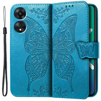 Flip case for Oppo A78 5G, Butterfly, blue