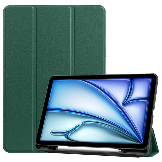 Case for Apple iPad Air 11" 6 gen. 2024 (A2902, Smartcase with stylus space, dark green