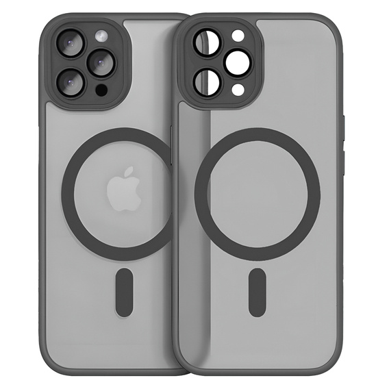 Case for iPhone 16 Pro, for MagSafe, ERBORD Matt Case, grey + Screen Glass