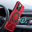 Case for iPhone 16 Pro, armored with stand and handle plate, red