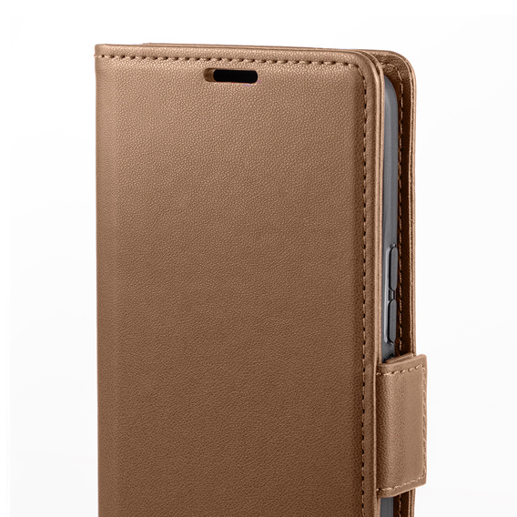 Case for Samsung Galaxy A15 4G / 5G, ERBORD Glossy Litchi, flip wallet + 9H Tempered Glass