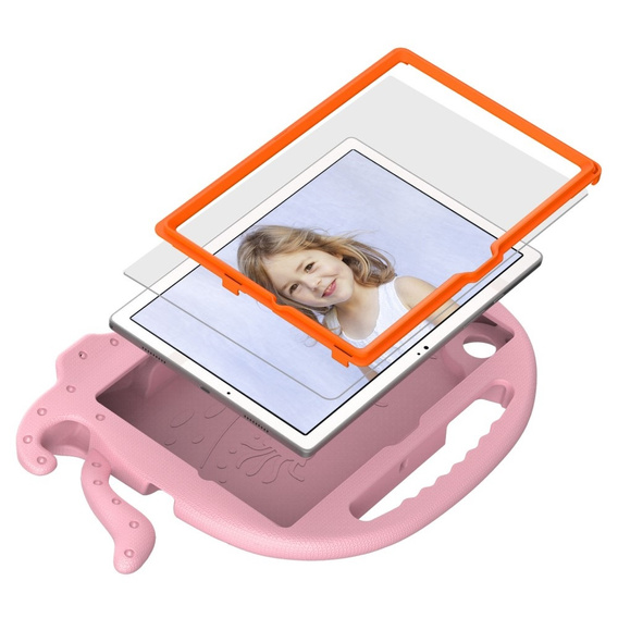 Children's case for Samsung Galaxy Tab A8 10.5, with handle, octopus, pink
