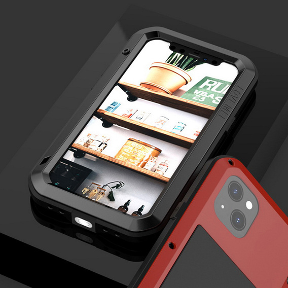 Love Mei Case for iPhone 14, armored with glass, red