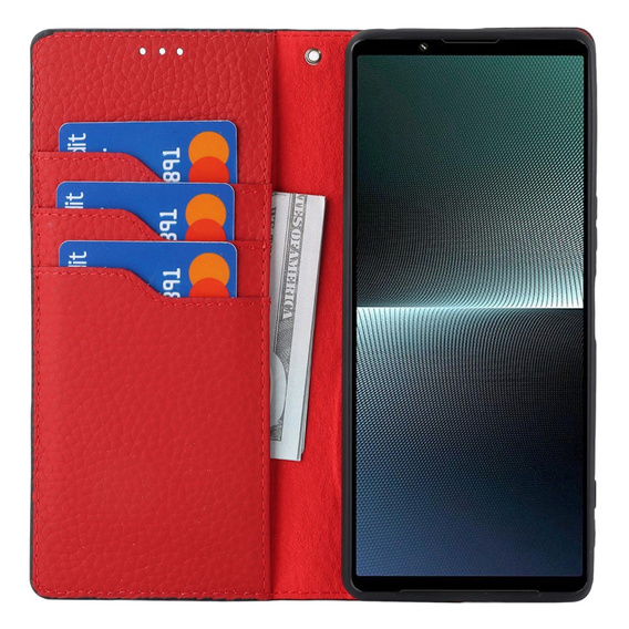 Flip case for Sony Xperia 1 V, Litchi Skin Grain, black