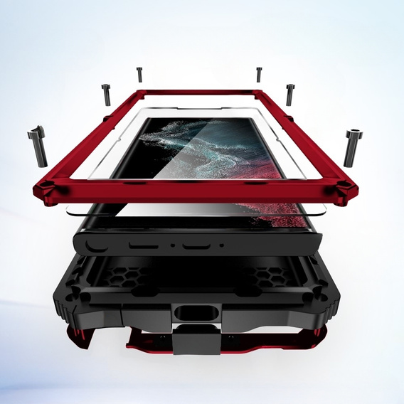 Case for Samsung Galaxy S22 Ultra, R-JUST, armoured, red