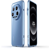 Case for Xiaomi 14 Ultra, Armor Bumper, with lens cover, blue / silver