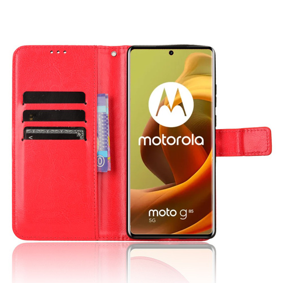 Flip case for Motorola Moto G85, Card Slot, red