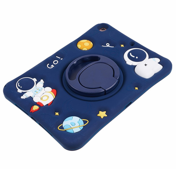 Children's silicone case for iPad 10.2 2021 / 2020 / 2019, armored with strap, Astronaut, dark blue