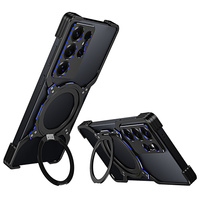Case for Samsung Galaxy S25 Ultra, Kickstand Bumper, with lens cover, for MagSafe, black / blue