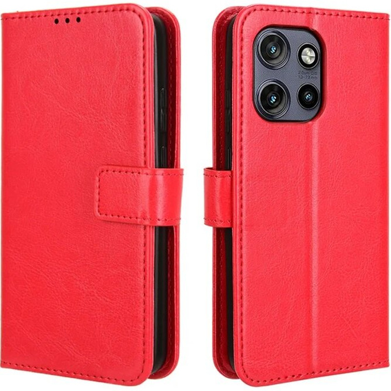 Flip case for Motorola Edge 50 Neo / Motorola ThinkPhone 25, Crazy Horse Wallet, red