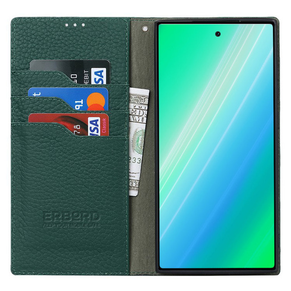 Leather case for Samsung Galaxy S23 Plus, ERBORD Grain Leather, green