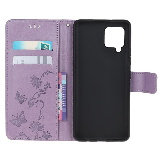 Flip case for Samsung Galaxy A22 LTE, Butterfly, light purple 